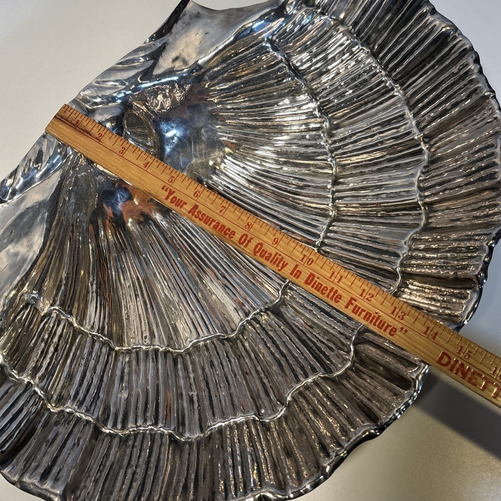 Large 20” Vintage Valenti Spain Silver Plate Shell