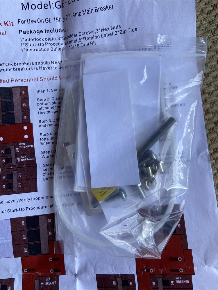 200A Generator Interlock Kit For 200 Amp Panel & Murray 200 Amp Panels