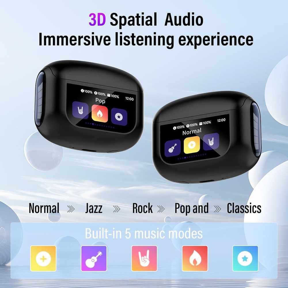 Wireless Earbuds, Bluetooth 5.4 Headphones with Multifunctional Touch Screen,...