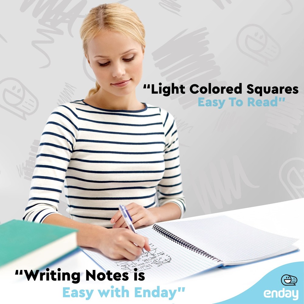 Graph Paper Notebook (4 Pack) Grid Notebook, Graph paper spiral notebook, Gra...