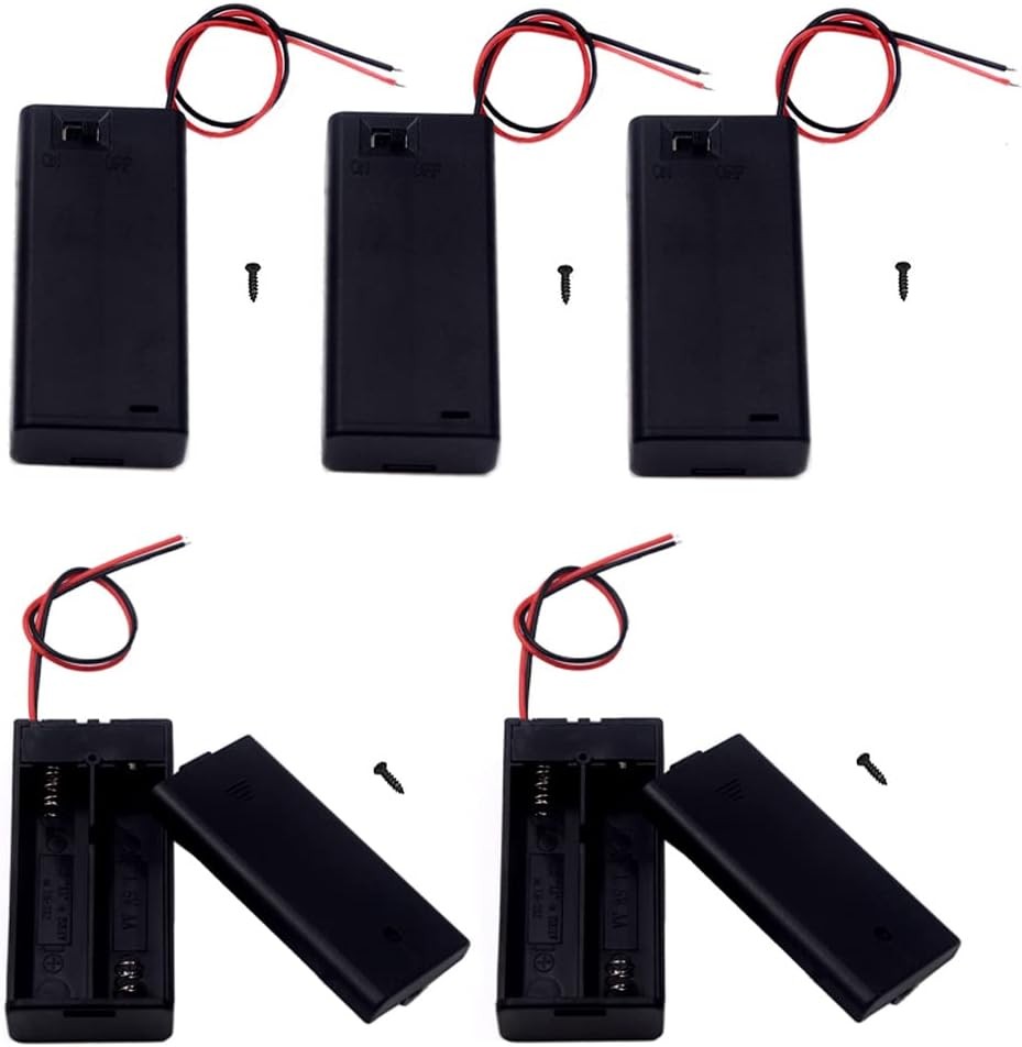5Pcs 2 AA Battery Holder with Switch, 2X 1.5V Case with...