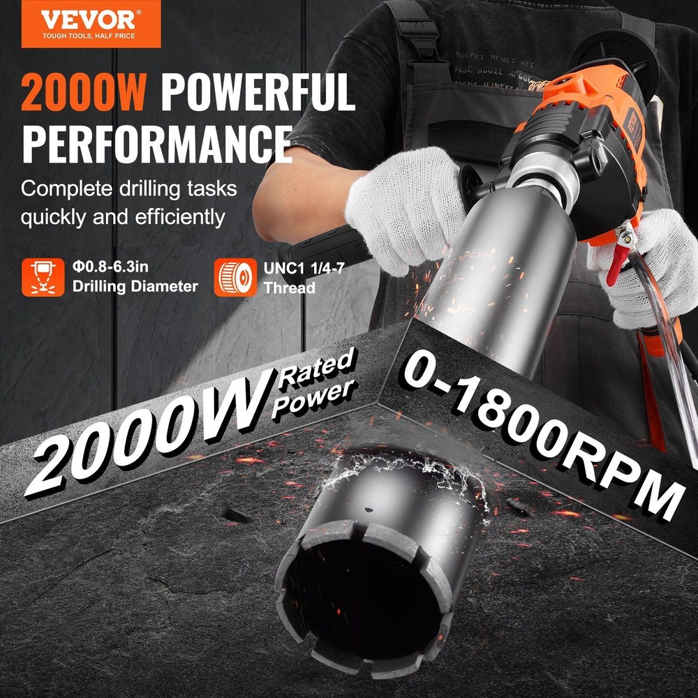 Core Drill System 2000W 20-160mm Handheld Rapid Bore Technology