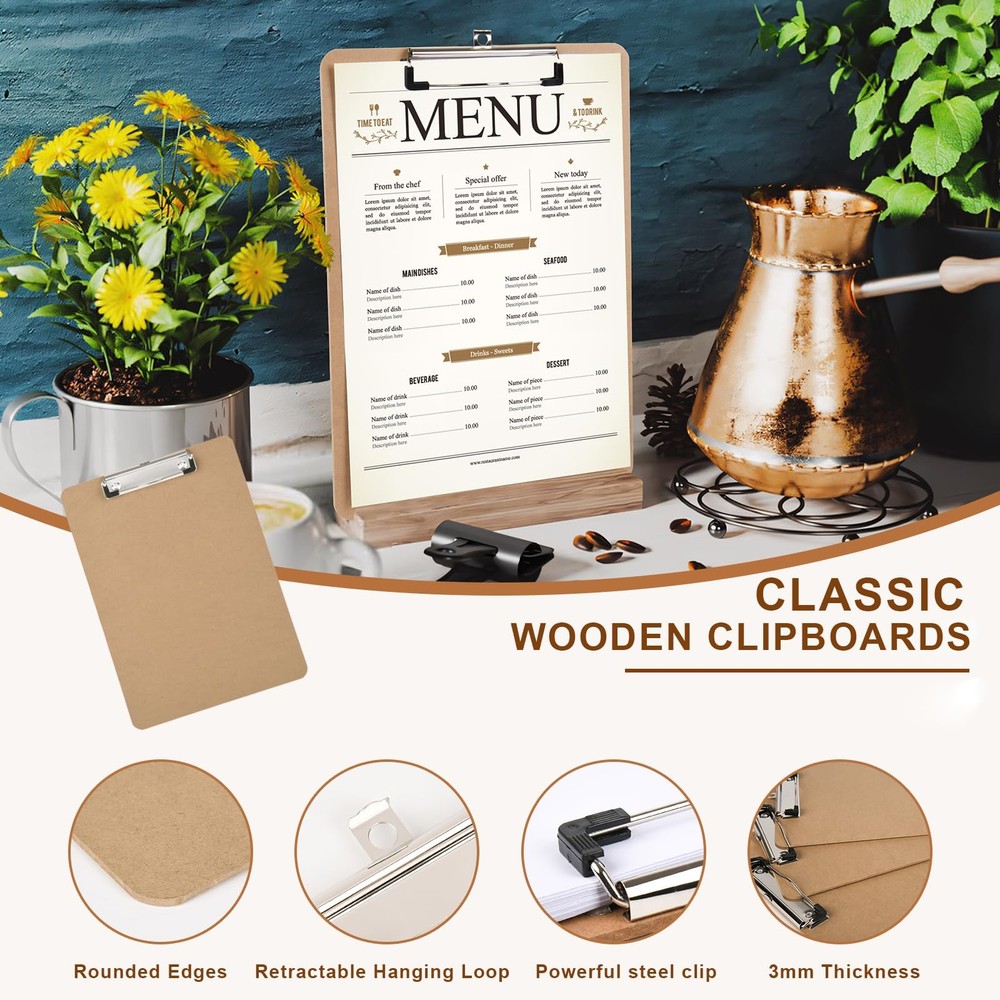 3 Pack Hardboard Office Clipboard, Letter-Size Clipboard with Low Profile Cli...