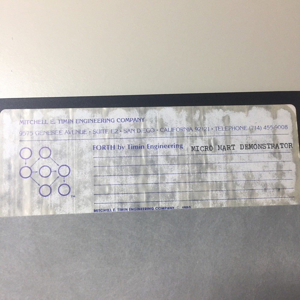 Vintage Timin Engineering FORTH MICRO MART Demonstration 8” Floppy Disk VHTF