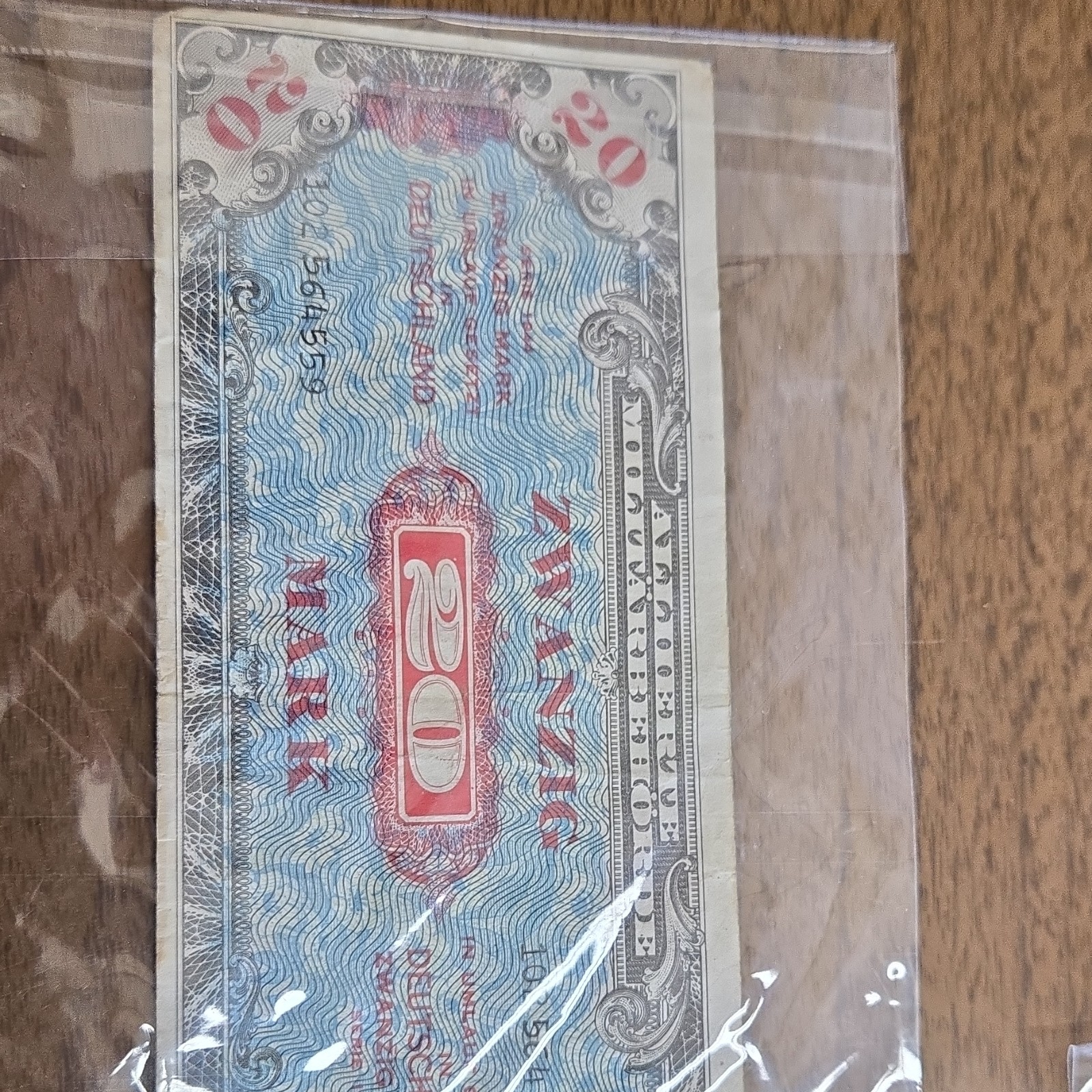 Allied Military Authority 20 Mark Military Currency Germany 1944 Banknote