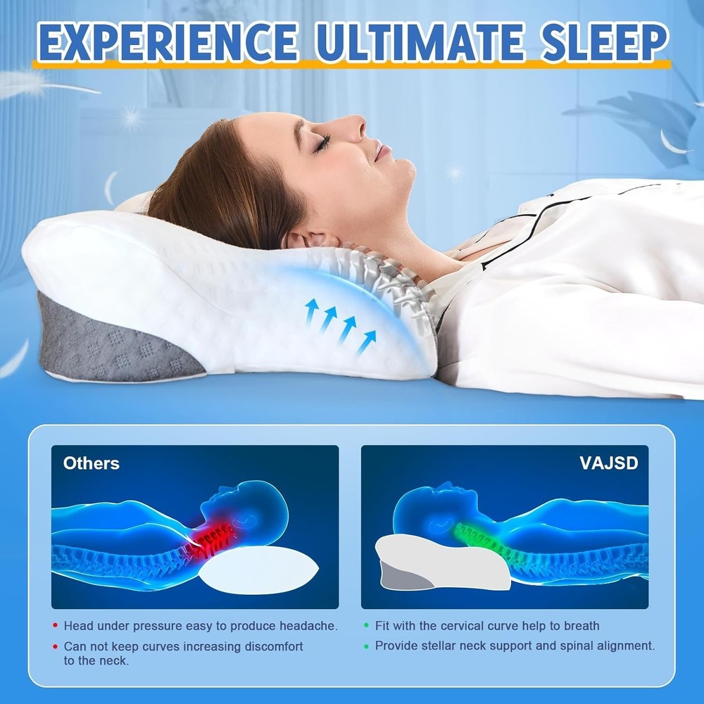 High-Density Memory Foam Neck Pillow - Ergonomic, Adjustable & Machine Washable