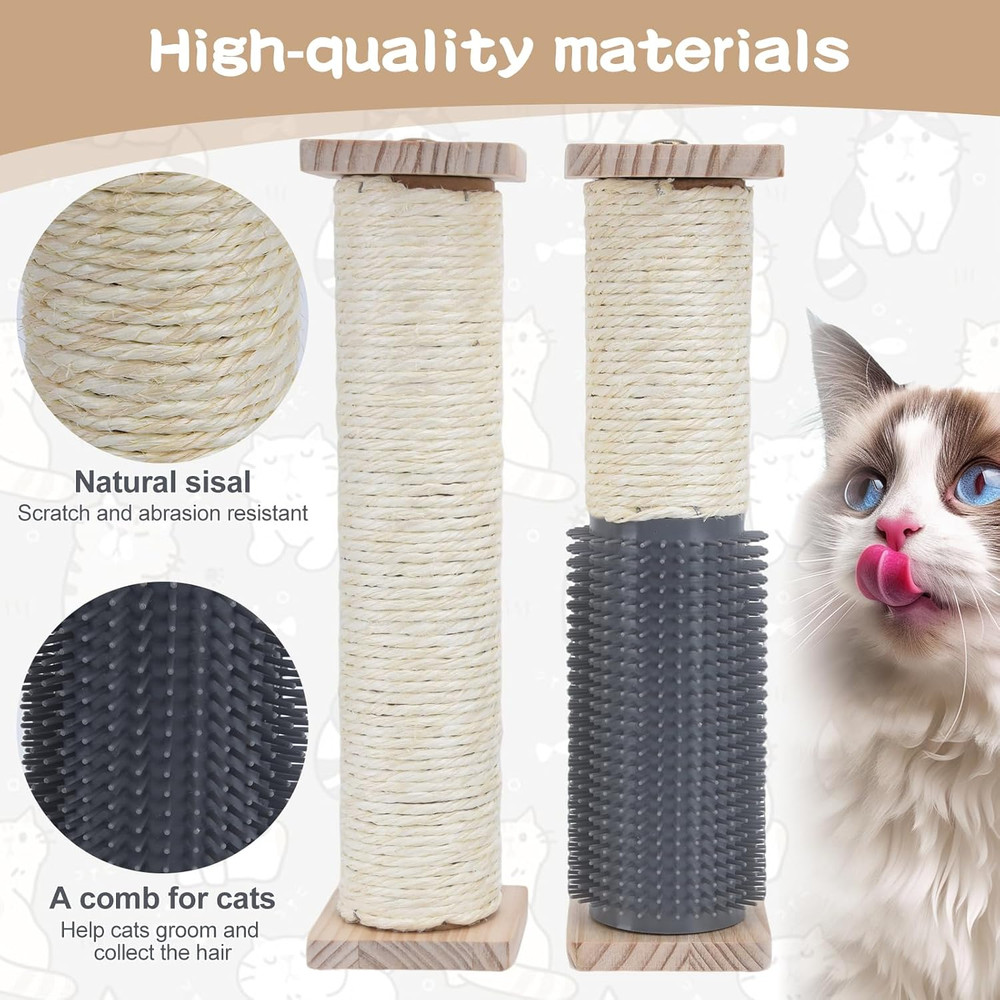 2 Pack Cat Scratching Post for Crate Cage, Wall Mounted Cat Scratcher Post with