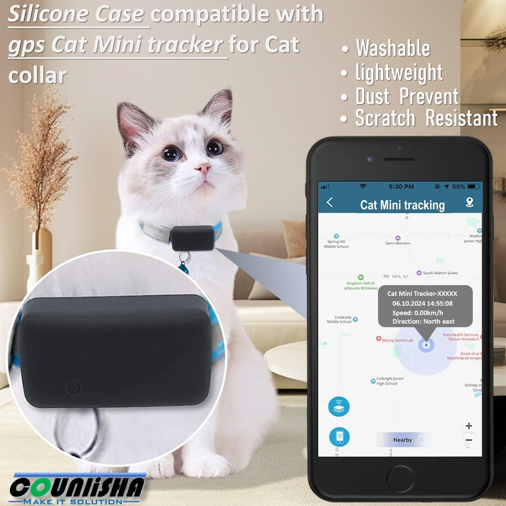 Silicone Holder Compatible for Tractive cat mini Tracker,Rubber 2 black