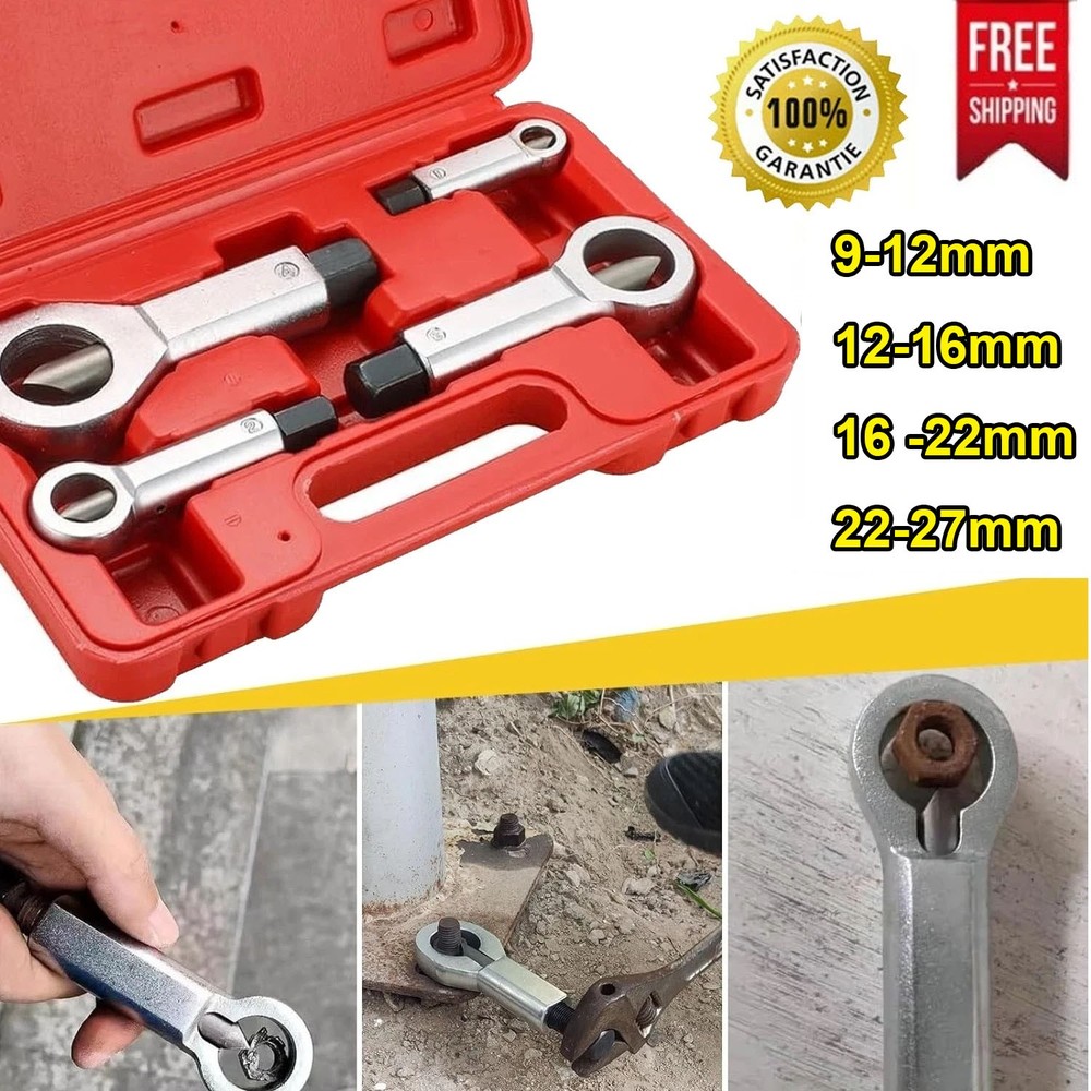 4pcs Nut Splitter Tool Broken Damaged Stuck Remover Puller Corroded Split Set