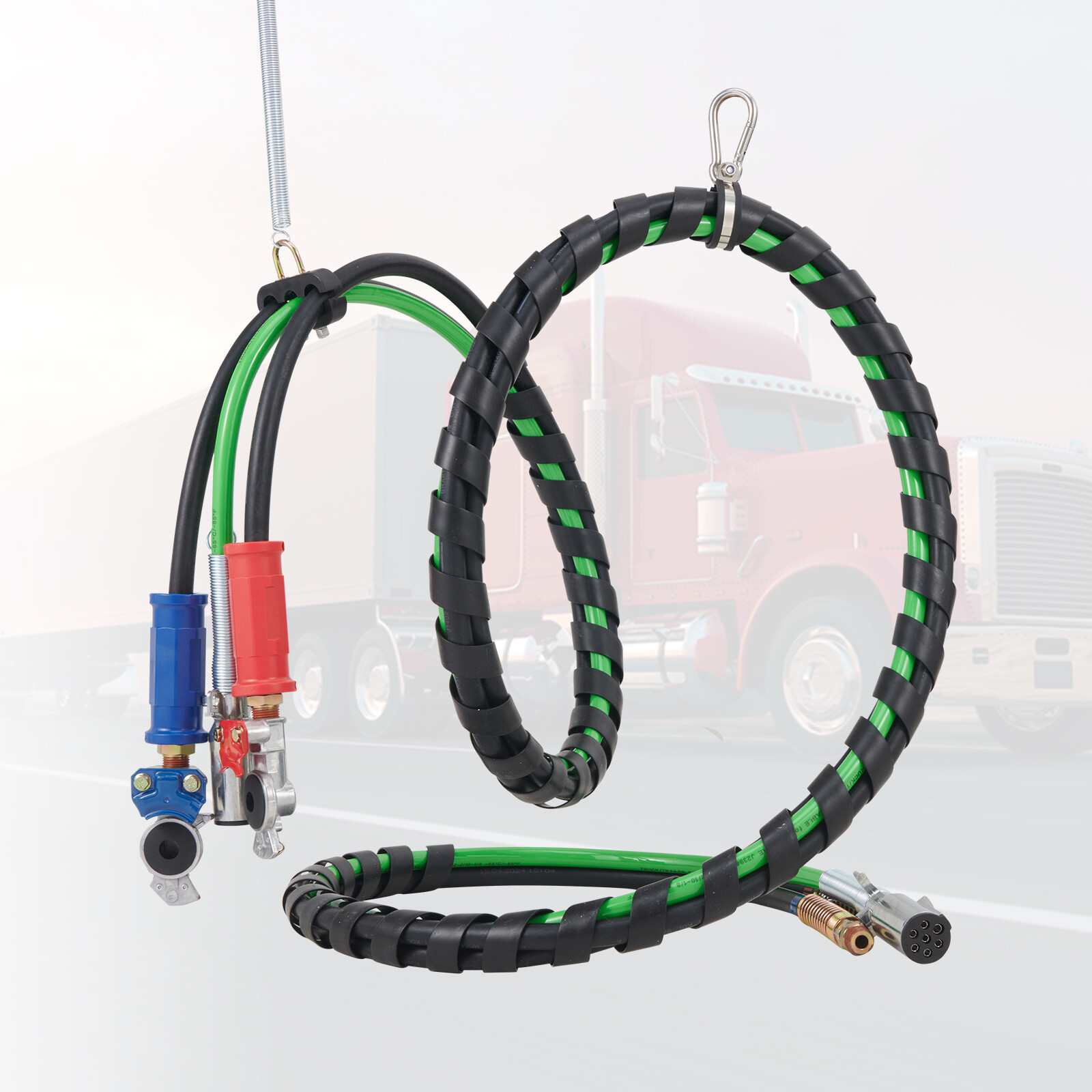 VEVOR 12FT Semi Truck Air Lines Kit 3-in-1 Air Hoses & 7-Way Plug ABS Power Line