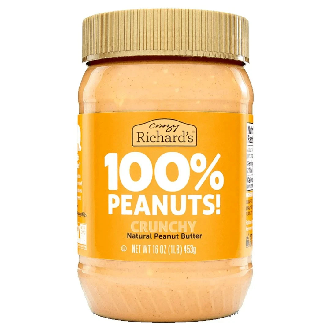 Crazy Richard’s Crunchy Peanut Butter 16oz Jars (2-Pack) | 100% Peanuts, Natural
