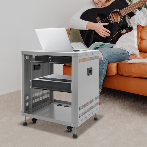 Network & Stereo Rack with Caster Wheels, Rolling Server Rack Open Cabinet