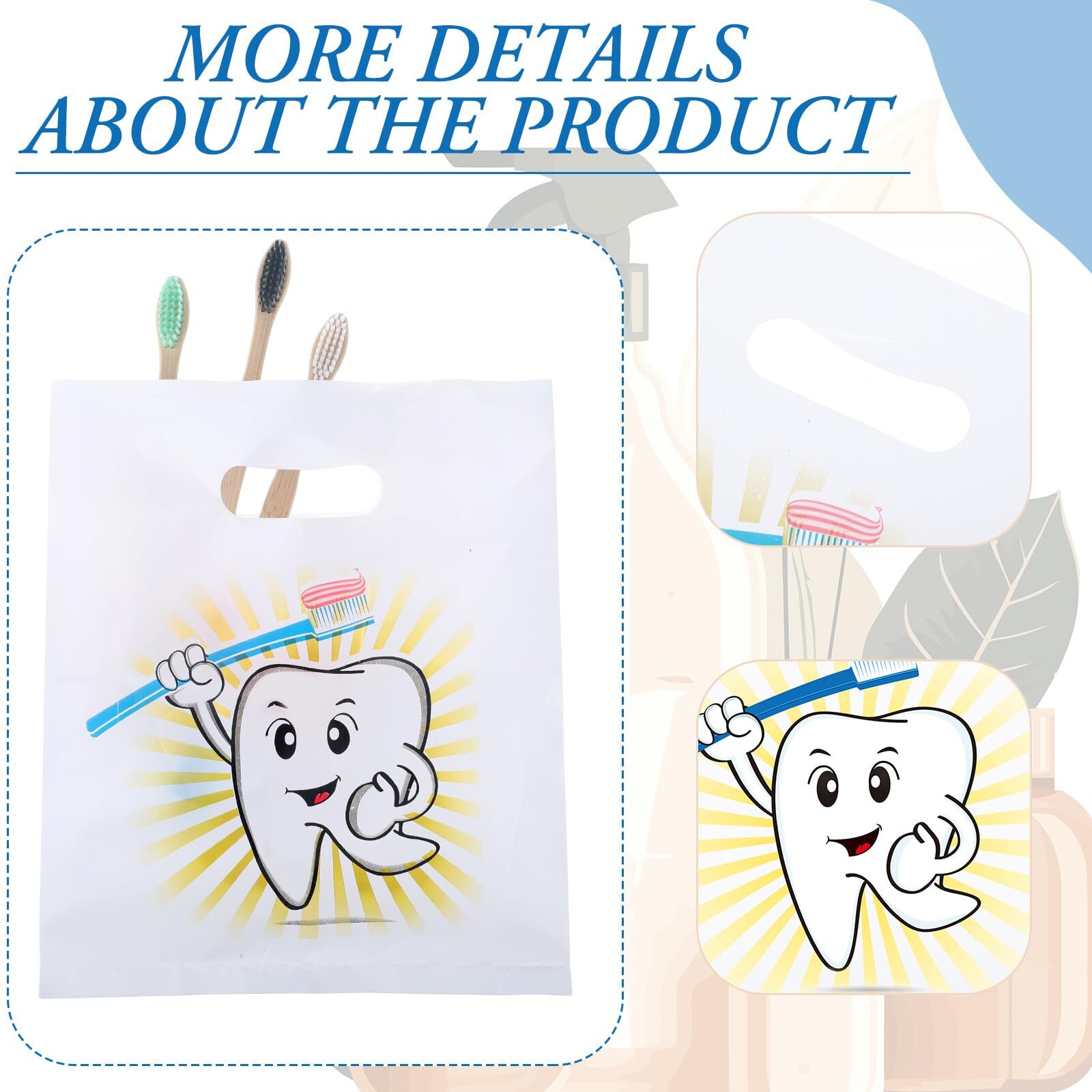 300 Pcs Tooth Merchandise Bags with Handles Plastic Dental Bags for Patients