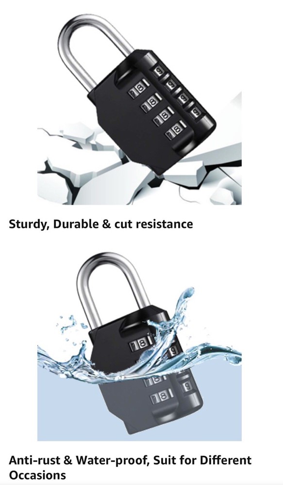 Combination Locks Resettable 2-Pack Waterproof