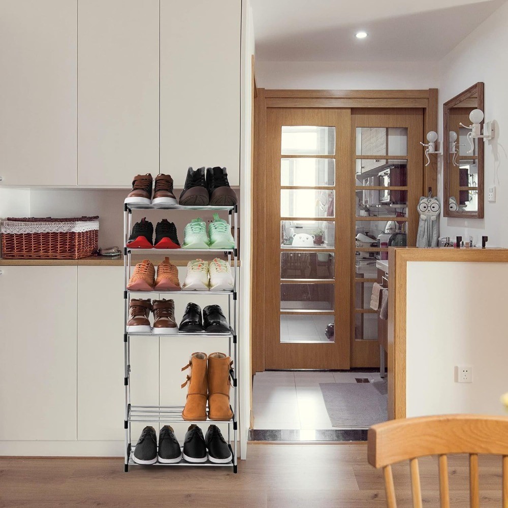 3-Tier Stackable Small Shoe Rack, Lightweight Shoe Shelf Storage Organizer for