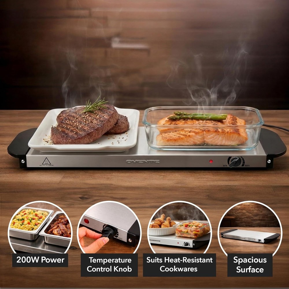 Electric Warming Tray - Adjustable Temperature Control for Buffets & Parties