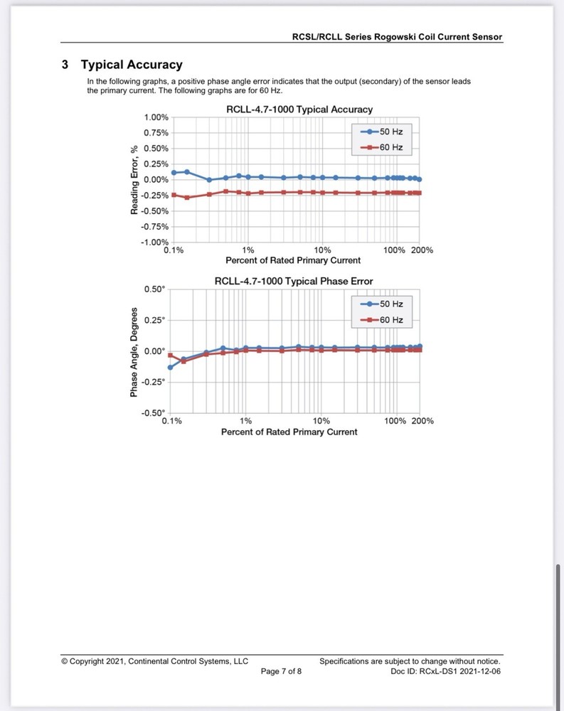 CCS RCLL-4.7-2000 Rogowski Coil Current Transformer