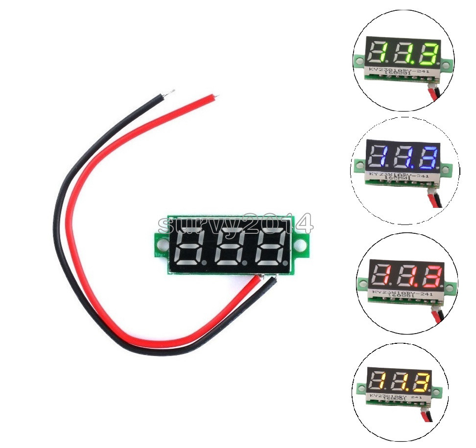0.28" Red/Blue/Yellow DC0-100V/2.5-30V Voltmeter LED Display Voltage Panel Meter