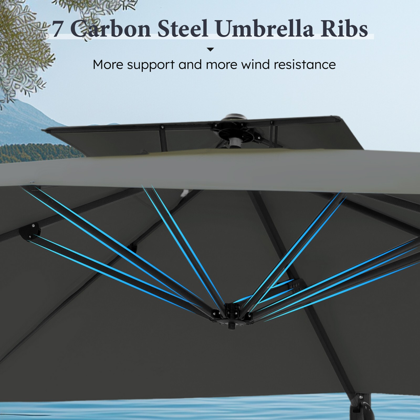 9'x 12' Cantilever Patio Umbrella Outdoor Double Top Large Umbrella with Base