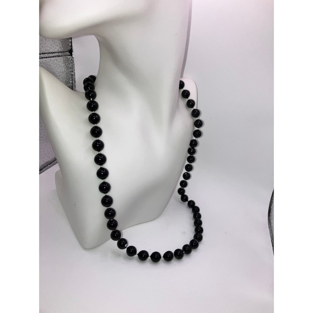 Black Distressed Beaded 24.25' Length Necklace!