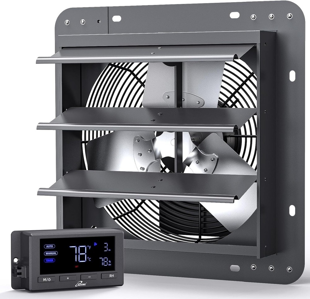 12-Inch Wall Mounted Shutter Exhaust Fan with Variable Speed & Timer Controls