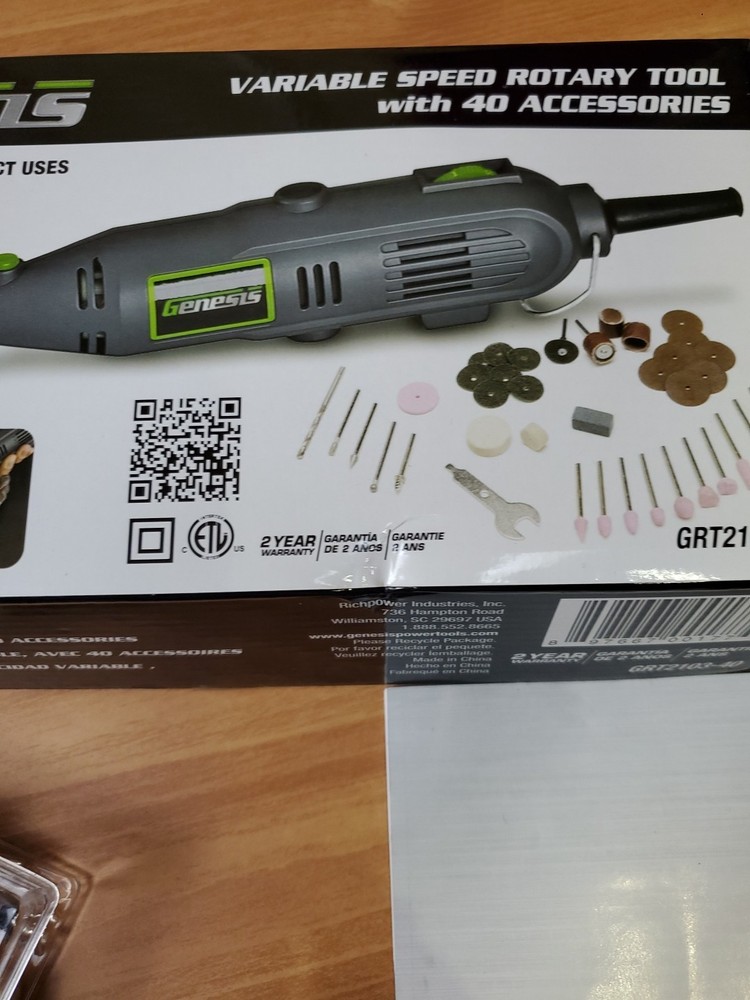 Genesis GRT2103-40 Variable Speed Rotary Tool with Some Accessories For Project