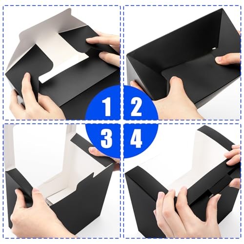 25 Pack Black Gift Boxes with Window for Hat, Paper Hat Display Case, Fold