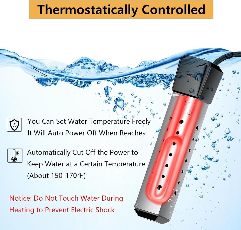 2000W Pool Heater with Stainless Guard - Fast Heating for Inflatable Pools