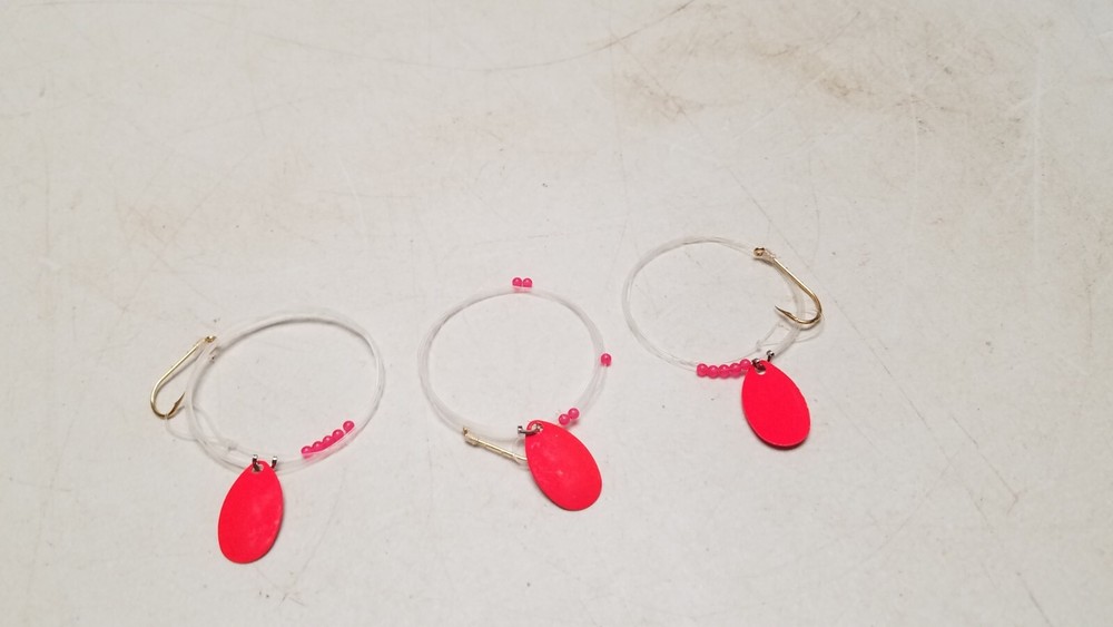 Set of 3 - Walleye Rigs with Orange Spinner (D)