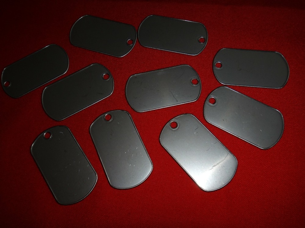 Lot Of 10 Plain Inscribable Stainless Steel DOG TAGS *Never Used*