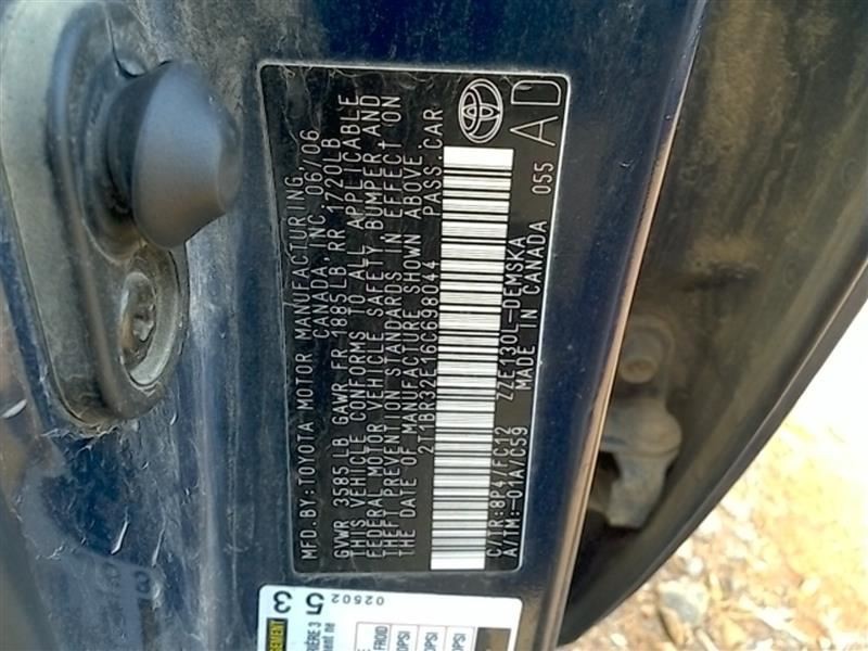 Driver Left Sun Visor Base Fits 05-08 COROLLA 115083