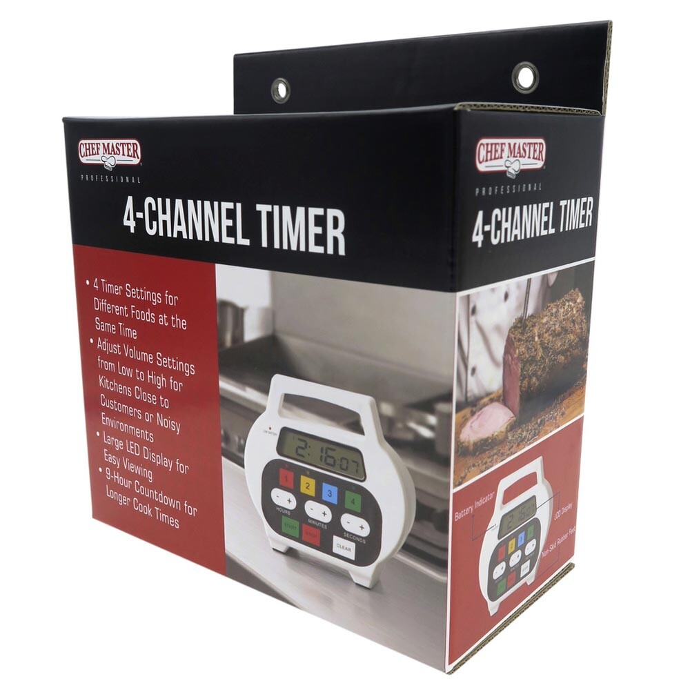 ChefMaster 90218 4 Channel Kitchen Timer w/ LED Display