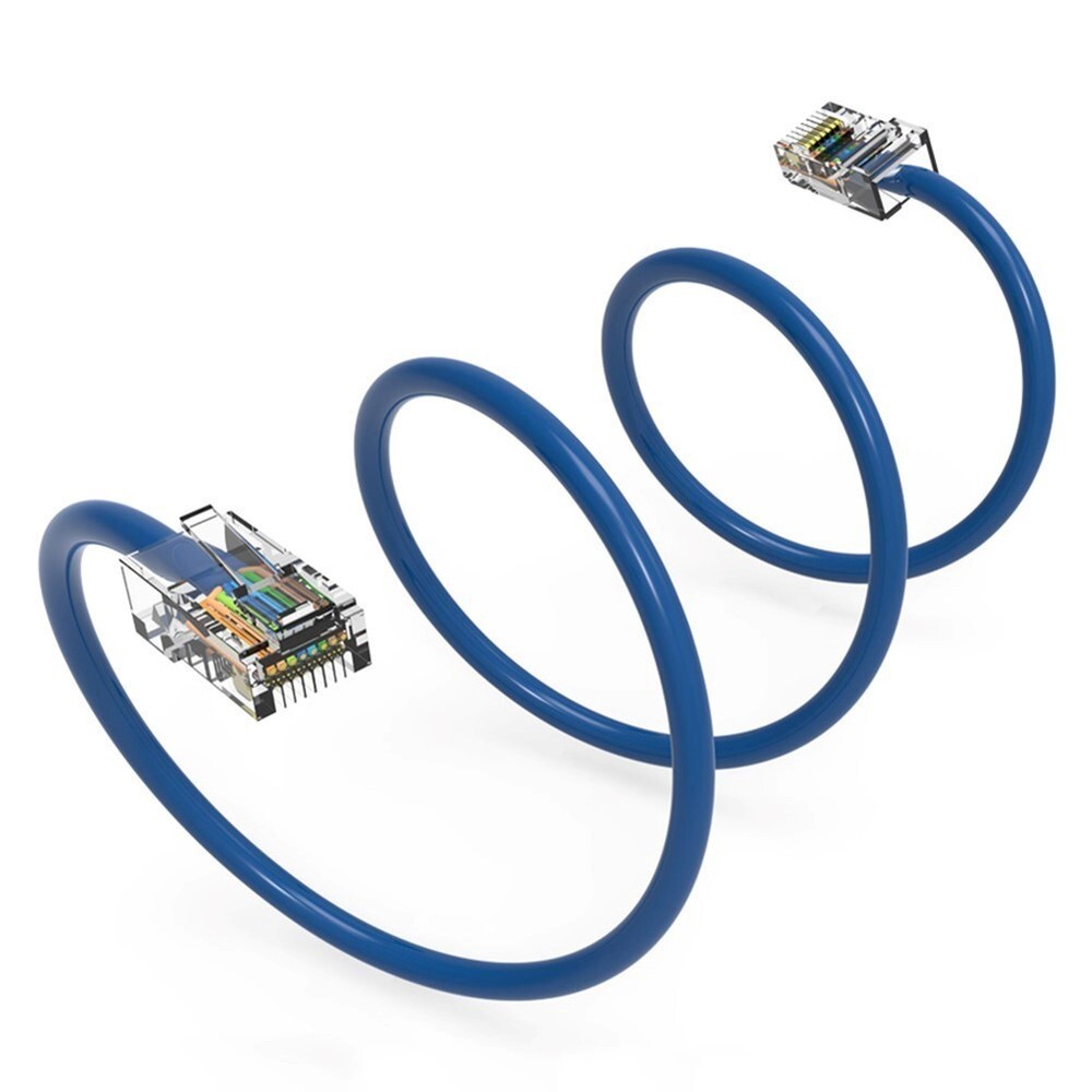 0.5FT Cat5E RJ45 Network LAN Ethernet Non-Boot Patch Cable Gold Copper Wire Blue