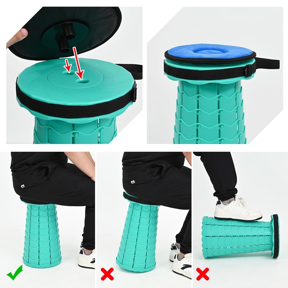 2 Pack Upgraded Collapsible Stool Folding Stool with Cushion,Retractable Fold...