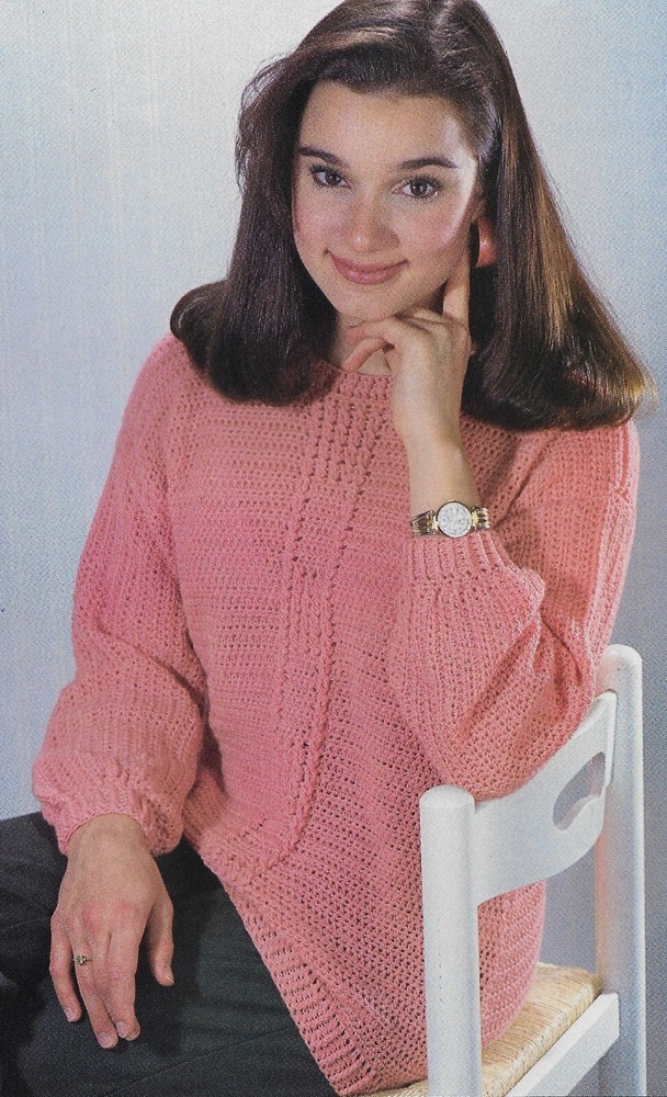 Lady's Baby Cables Pullover crochet pattern instructions