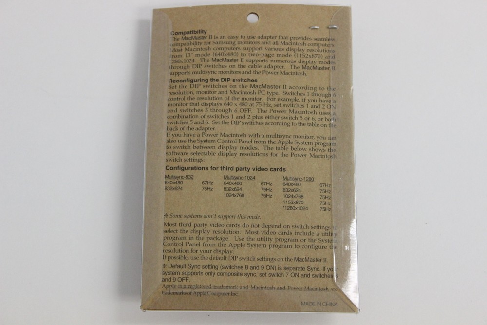 SAMSUNG MACMASTER II SWITCHABLE CABLE ADAPTER FOR APPLE MAC POWER MACINTOSH NEW
