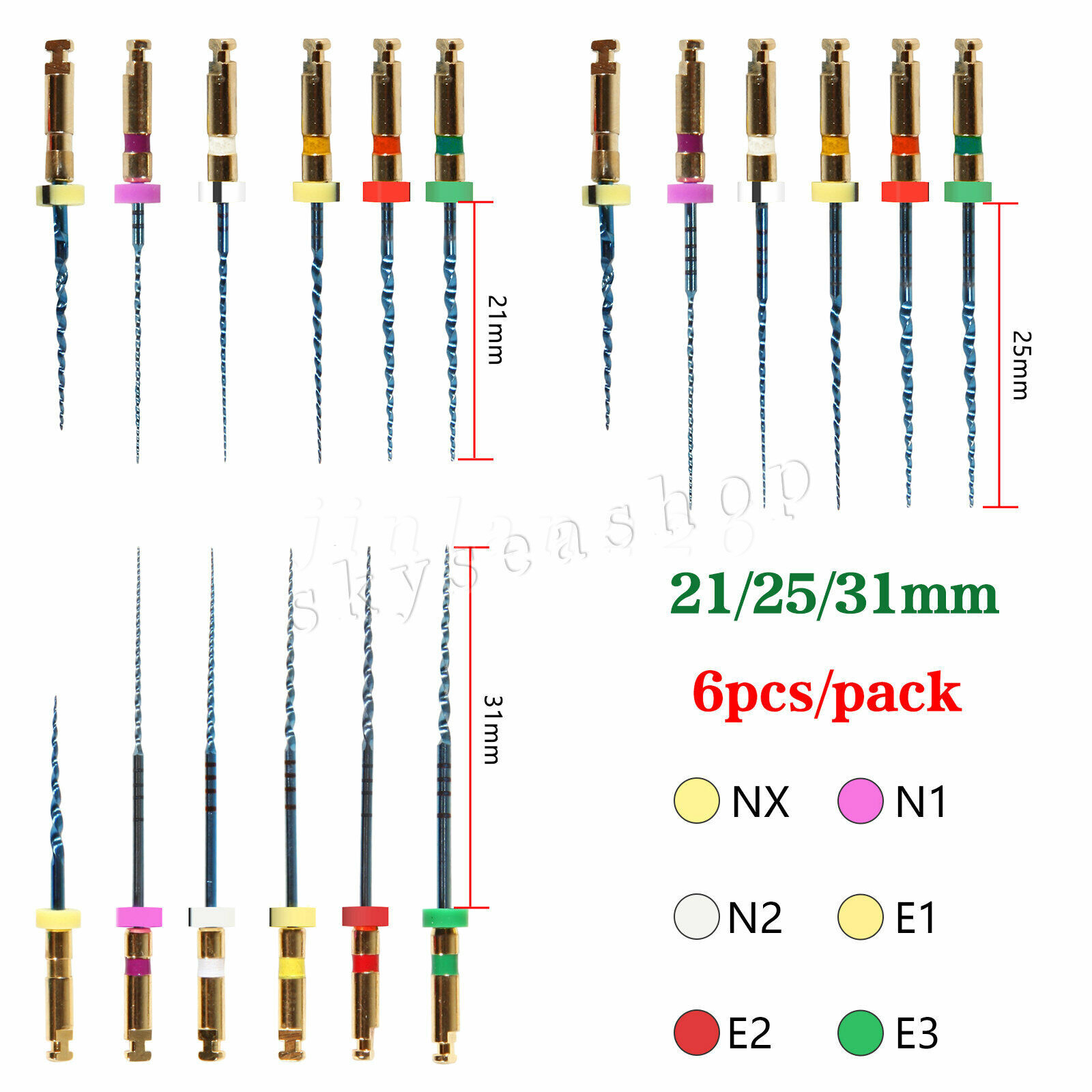 Endo Rotary Files SX-F3 X-Pro Gold Taper Files X3 Pro Gold Niti Files 21/25/31mm