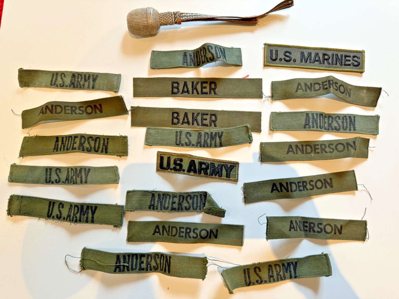 Vintage U.S. Army Name Tapes Anderson Baker Lot