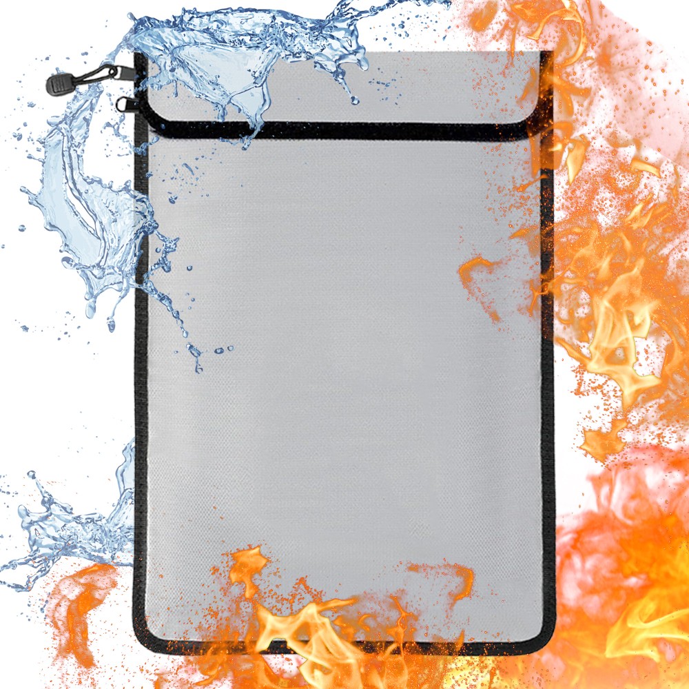 Fireproof Document Bag Waterproof File Cash Money Pouch Safe Storage with Zipper