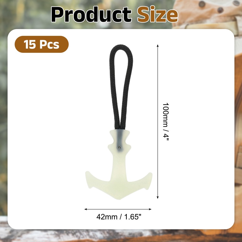 15pcs Luminous Zipper Pulls, Anti-Lost Zipper Puller Head, White