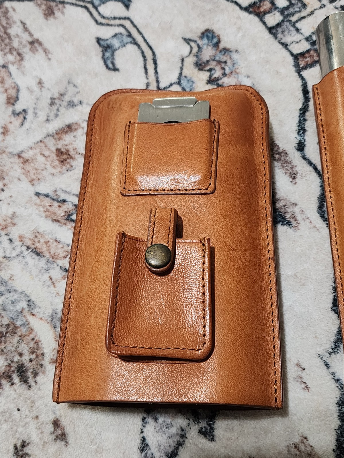 Vintage Tommy Bahama Leather Covered Travel Cigar Case with Flask