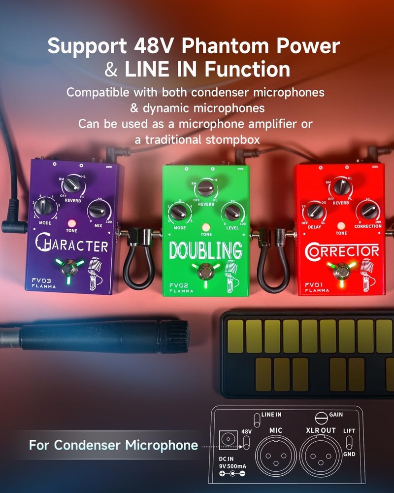FLAMMA FV01 Vocal Effects Processor Pitch Correction
