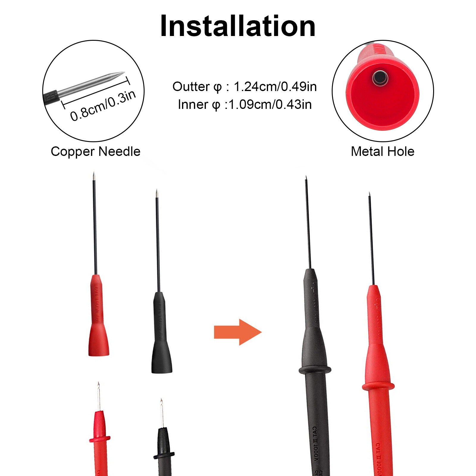 Wire Piercing Probes Set Insulation Back Probe Non-Destructive Pin with 2mm Jack