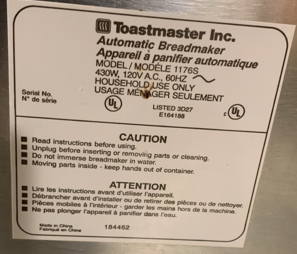 TOASTMASTER Model 1176S Automatic Bread AND BUTTER Maker Bread Machine Working