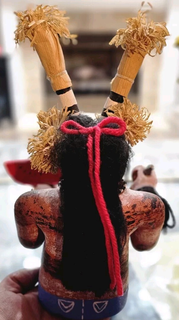 Hopi Kachina / Katsina Doll; Koshare Clown Sitting With Original 1998 Receipt