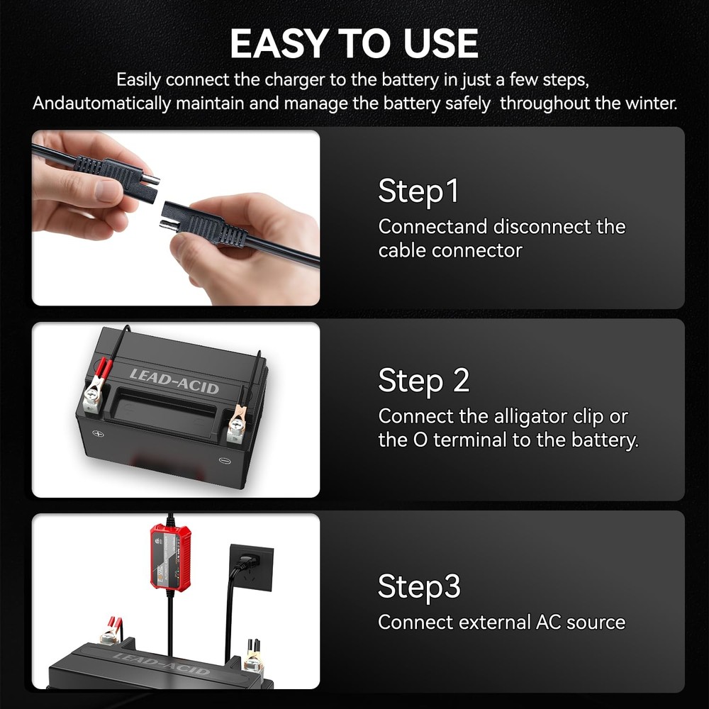 Automatic 12V Battery Charger 1000mA Smart Trickle Charging Solution
