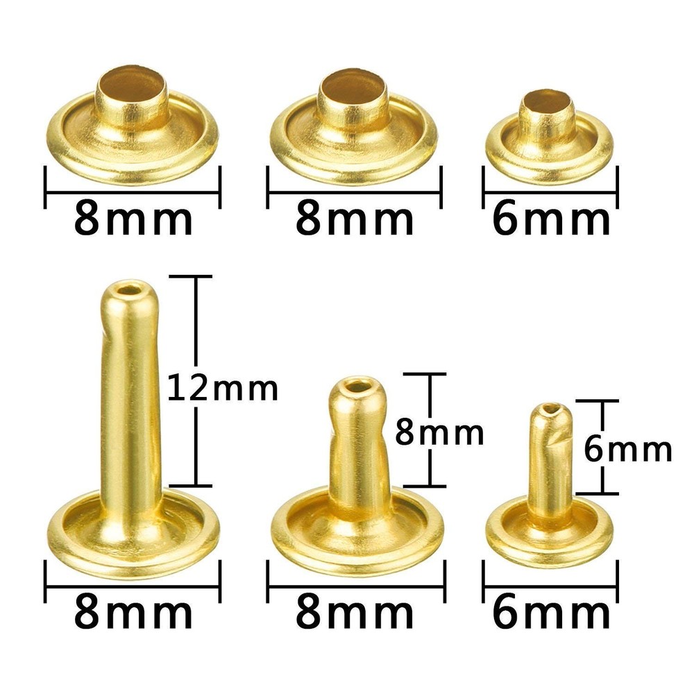 Onwon 120 Set Leather Rivets Double Cap with Fixing Tool Kit - 2 Colors, 3 Sizes