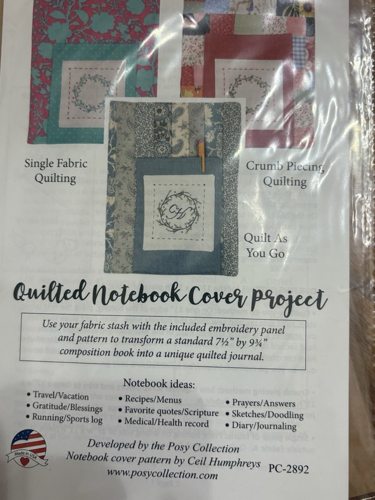 MSQC Quilted Notebook Cover Project