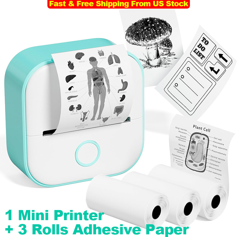 Phomemo T02 Mini Thermal Printer Photo Printer Pod Sticker Printer+3 Roll Paper