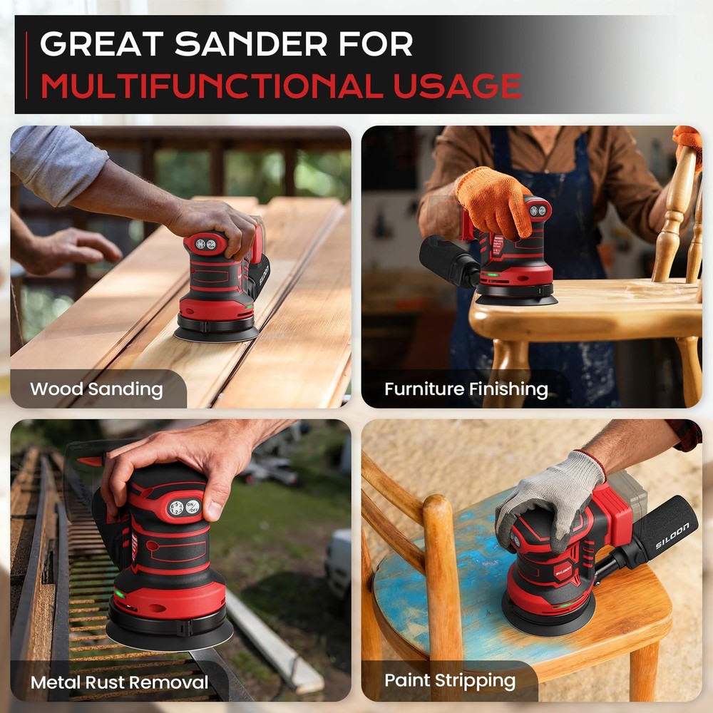 Cordless Random Orbital Sander Compatible for Mik 18V Max, 5-Inch Brushless E...